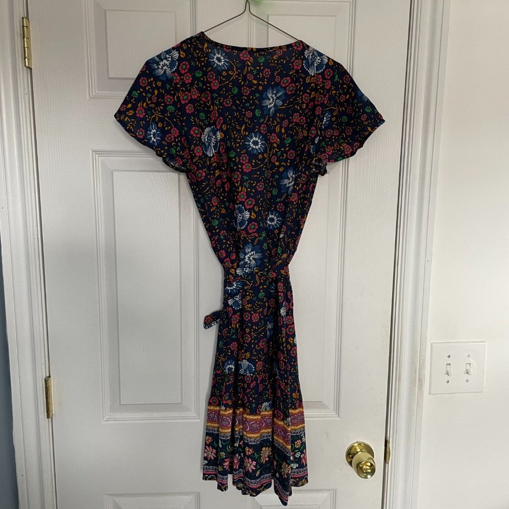 NWT Floral Multicolored R. Vivimos Wrap Midi Dress Size XS - Picture 6 of 9